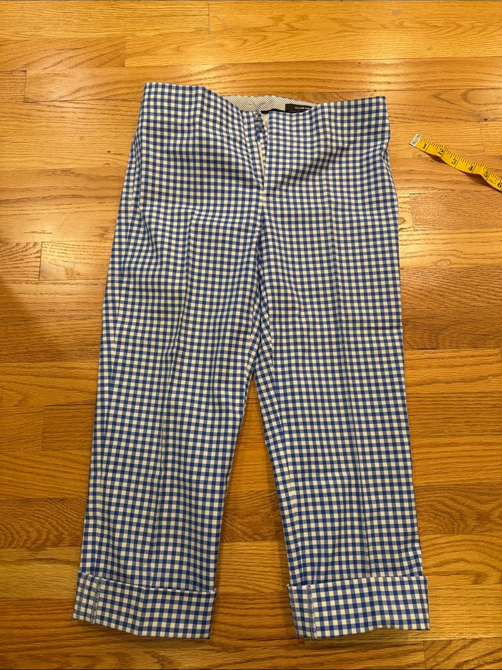 Women’s Blue Gingham Capri Pants Club Monaco